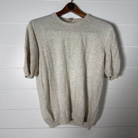 Malo 100% Cashmere Cardigan & Short Sleeve Sweater Set Oatmeal Size Medium - Picture 10 of 14